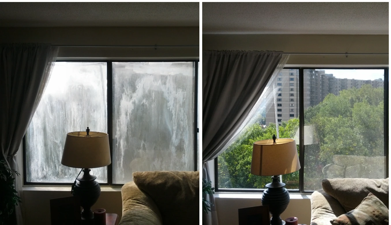 Residential window repair before and after